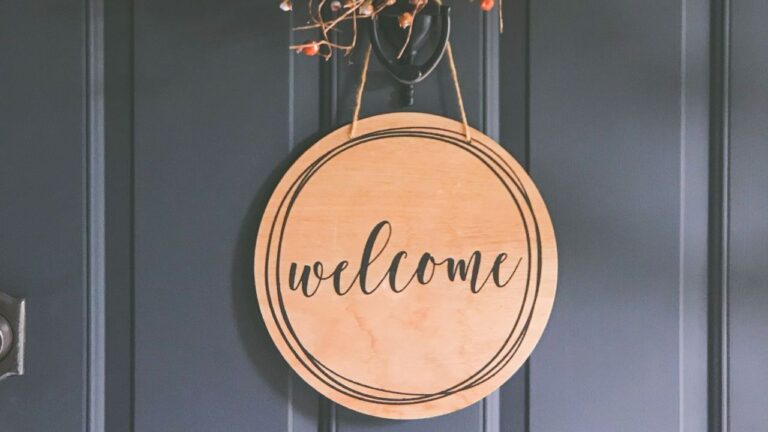 Welcome sign on the door