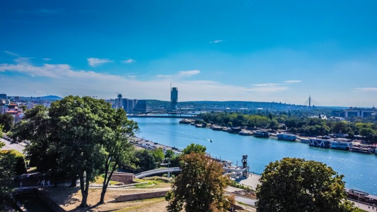 View ove Kalemegdan Fortress and River Sava in Belgrade, Serbia